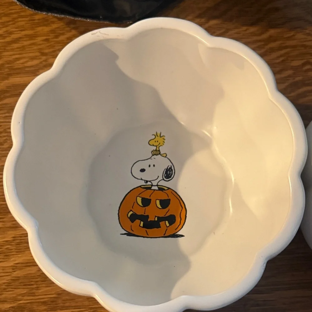 Rare Peanuts White & Orange Halloween Snack Bowls - Set of 4